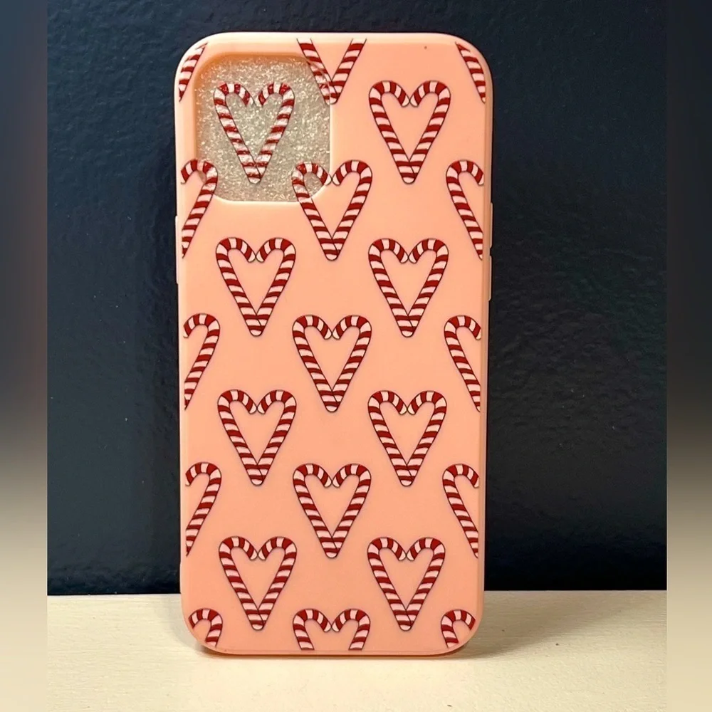Christmas Candy Cane Heart Pink iPhone 12 Pro Max Case